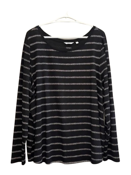 Reitmans Tops - Reitmans Black & White Striped Knit Top with Button Back – Plus Size 3X EUC